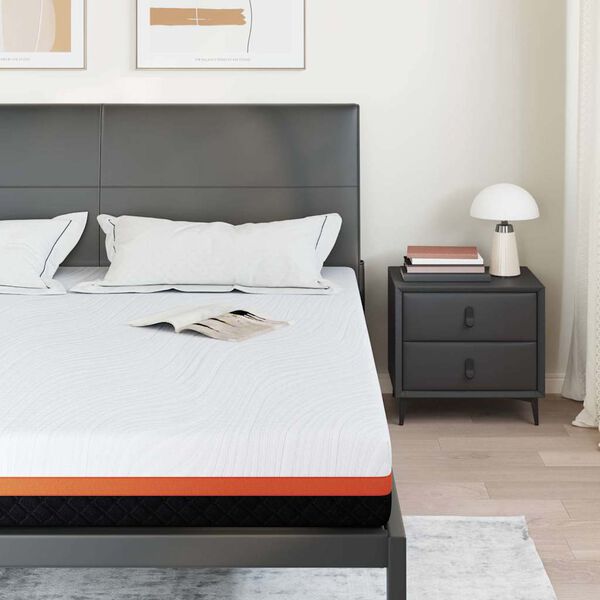 vidaXL Colch&atilde;o Branco e Preto 200 x 200 cm Tecido Jacquard