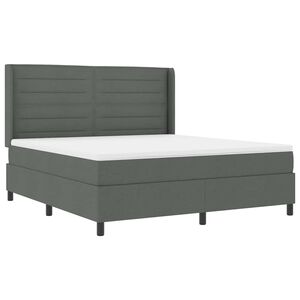 vidaXL Cama Box Spring LED Cinza Escuro 180 x 200 cm tecido