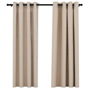 vidaXL Cortinas opacas aspeto linho c/ ilh&oacute;s 2 pcs 140x175 cm bege