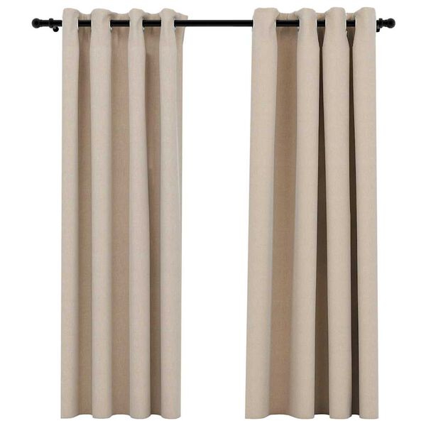 vidaXL Cortinas opacas aspeto linho c/ ilh&oacute;s 2 pcs 140x175 cm bege