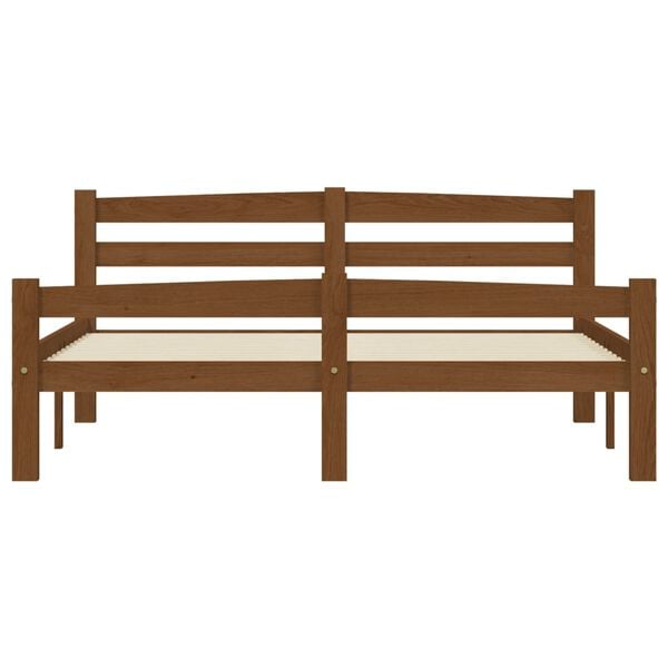 vidaXL Estrutura de cama 120x200 cm pinho maci&ccedil;o castanho mel