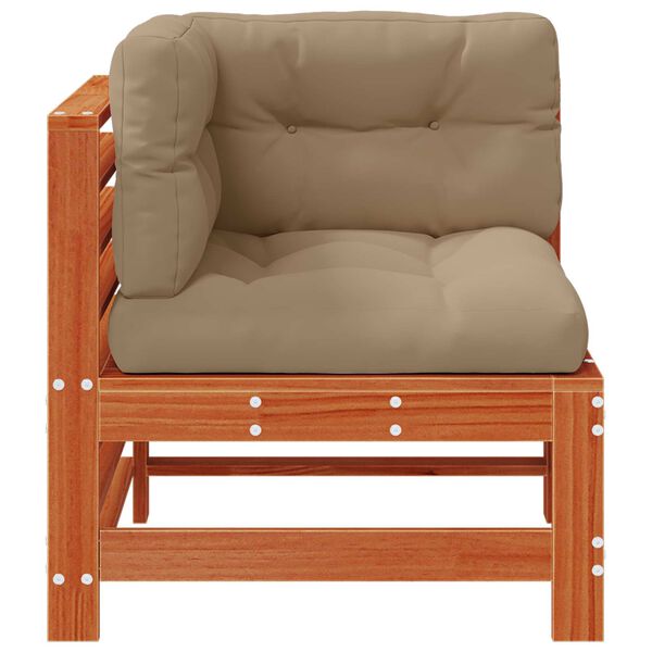 vidaXL Sof&aacute; de Canto para Jardim Madeira de pinho maci&ccedil;o Castanho Cera