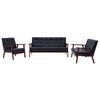 vidaXL Conjunto de sof&aacute;s 3 pcs couro artificial preto