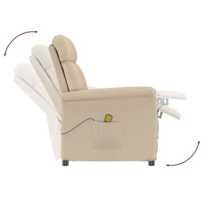 vidaXL Poltrona de massagens reclinável camurça artificial cor creme
