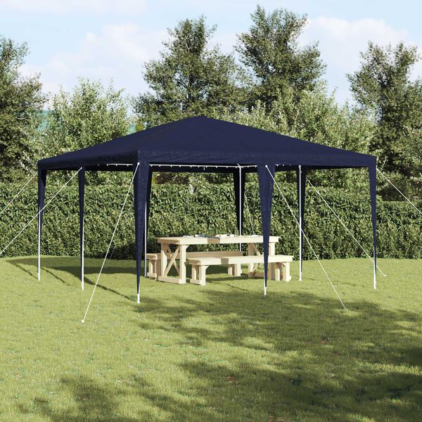 vidaXL Tenda de Festa Azul e Branco 400 x 400 x 266 cm Poliéster e Aço