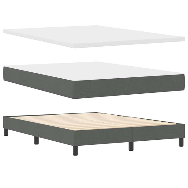 vidaXL Cama Box com colch&atilde;o Cinza Escuro 190 x 140 cm Poli&eacute;ster