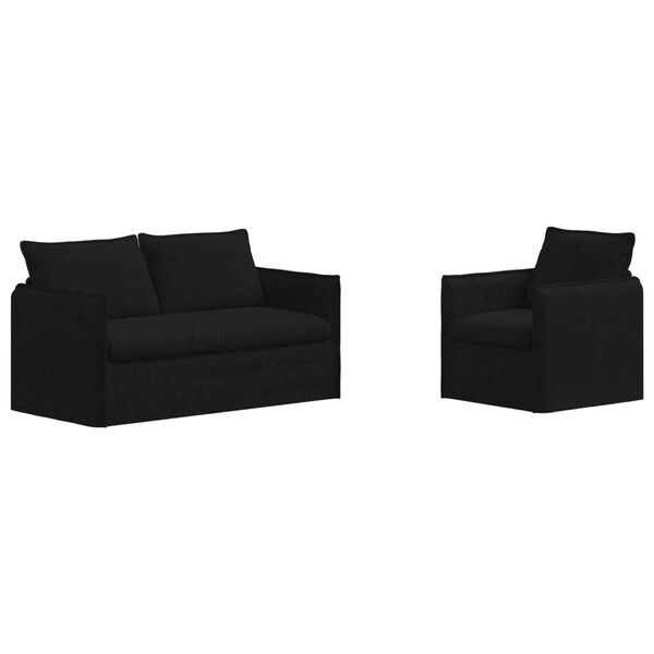 vidaXL Sof&aacute; 2 pcs Preto 196 x 82 x 85 cm tecido