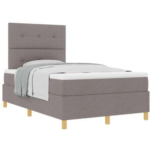 vidaXL Cama Box com colch&atilde;o Cinzento-acastanhado 120 x 200 cm tecido