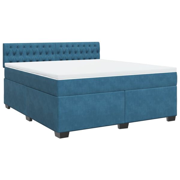 vidaXL Cama com molas/colch&atilde;o 180x200 cm veludo azul