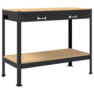 vidaXL Bancada Preto 114 x 54 x 91 cm Madeira Revestida e Metal