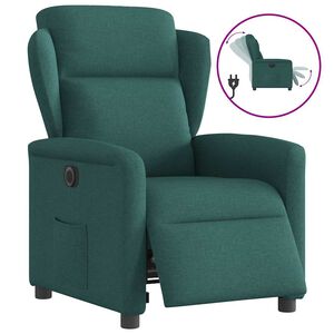 vidaXL Poltrona el&eacute;trica reclin&aacute;vel tecido verde-escuro