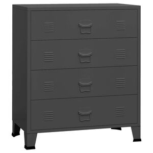 vidaXL M&oacute;vel com gavetas industrial 78x40x93 cm metal antracite