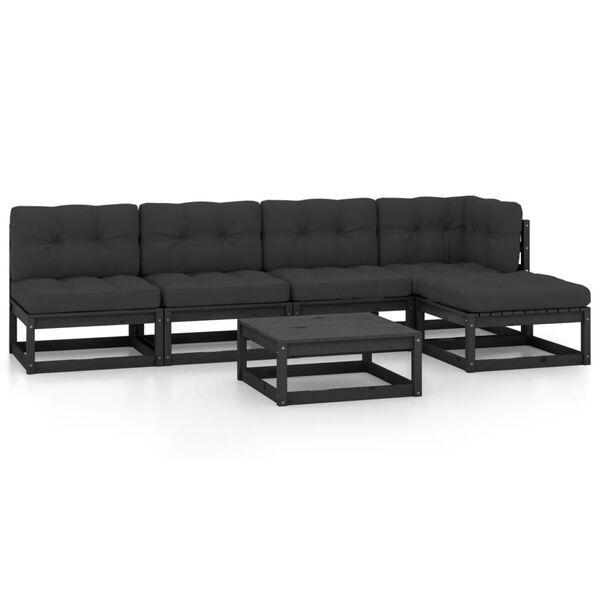vidaXL 6 pcs conjunto lounge de jardim com almofad&otilde;es pinho maci&ccedil;o