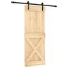 vidaXL Porta Deslizante Natural e Preto 80 x 210 cm