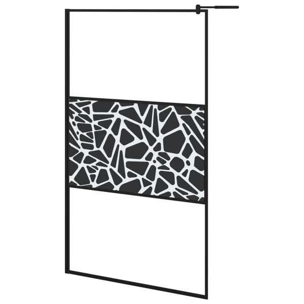 vidaXL Divis&oacute;ria de chuveiro 115x195cm vidro ESG design pedras preto