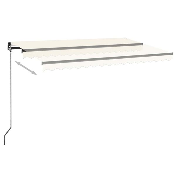 vidaXL Toldo retr&aacute;til manual 450x300 cm cor creme