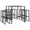 vidaXL Conjunto de bar para jardim 7 pcs a&ccedil;o revestido a p&oacute; preto