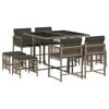 vidaXL 9 pcs conjunto de jantar p/ jardim c/ almofad&otilde;es vime PE cinza