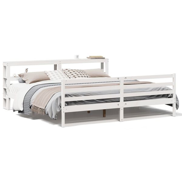 vidaXL Cama sem colch&atilde;o 200x200 cm madeira de pinho maci&ccedil;a branco