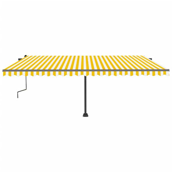vidaXL Toldo retr&aacute;til manual com LED 500x300 cm amarelo e branco