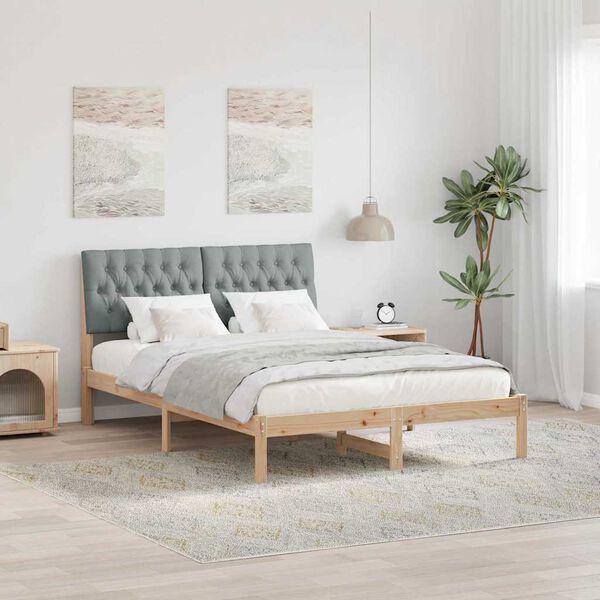vidaXL Estrutura de Cama com Cabeceira Estofada Castanho 160 x 200 cm