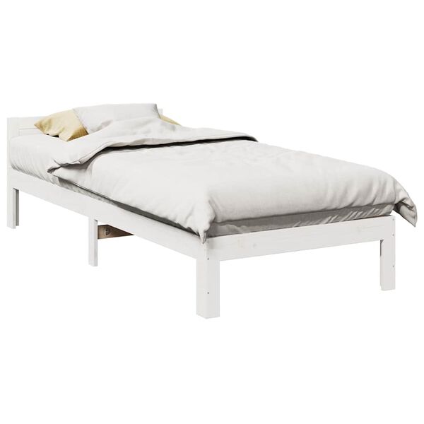 vidaXL Cama sem colch&atilde;o 90x200 cm madeira de pinho maci&ccedil;a branco