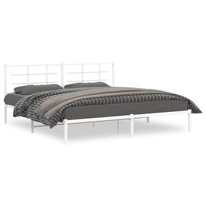 vidaXL Estrutura de cama com cabeceira 193x203 cm metal branco