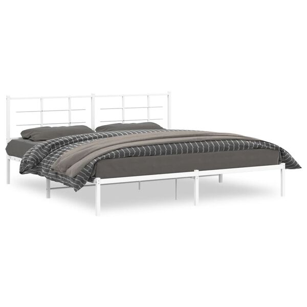 vidaXL Estrutura de cama com cabeceira 193x203 cm metal branco