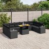 vidaXL 11 pcs conjunto sof&aacute;s de jardim c/ almofad&otilde;es vime PE preto