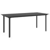 vidaXL Mesa de jantar para jardim 190x90x74 cm a&ccedil;o e vidro preto