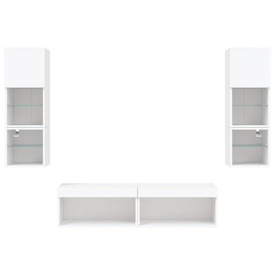 vidaXL 6pcs móveis de parede p/ TV c/ LEDs derivados de madeira branco