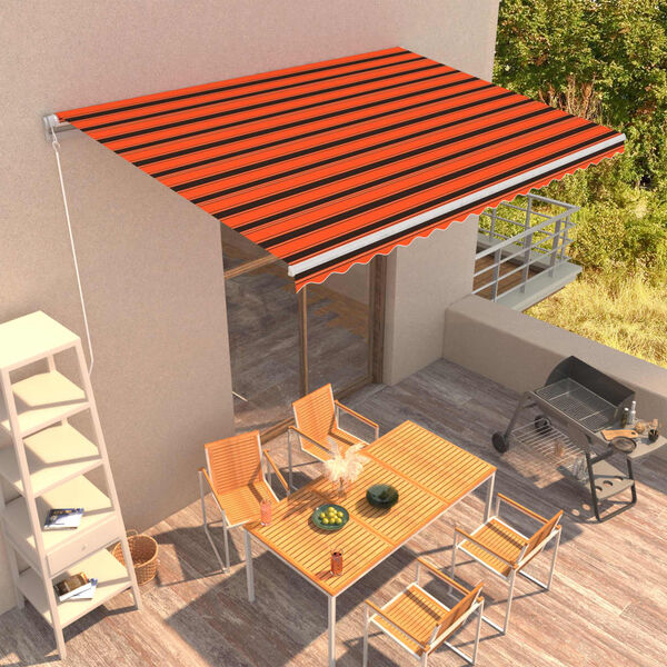vidaXL Toldo retr&aacute;til manual 450x300 cm laranja e castanho