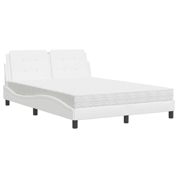 vidaXL Estrutura de cama sem colch&atilde;o Zadar 140x200 cm couro artificial branco