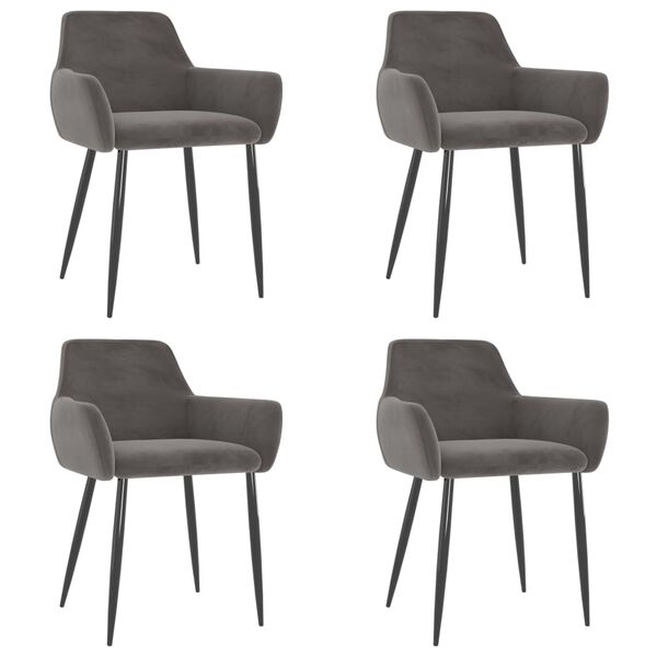 vidaXL Cadeiras de jantar 4 pcs veludo cinzento-escuro