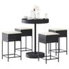 vidaXL 5 pcs conjunto de bar p/ jardim c/ almofad&otilde;es vime PE preto