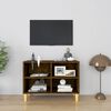 vidaXL M&oacute;vel de TV pernas madeira maci&ccedil;a 69,5x30x50 cm carvalho fumado