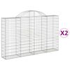 vidaXL Cestos gabi&atilde;o arqueados 2pcs 200x30x120/140cm ferro galvanizado