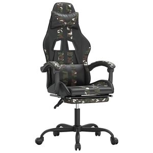 vidaXL Cadeira gaming c/ apoio p&eacute;s couro artificial preto e camuflado