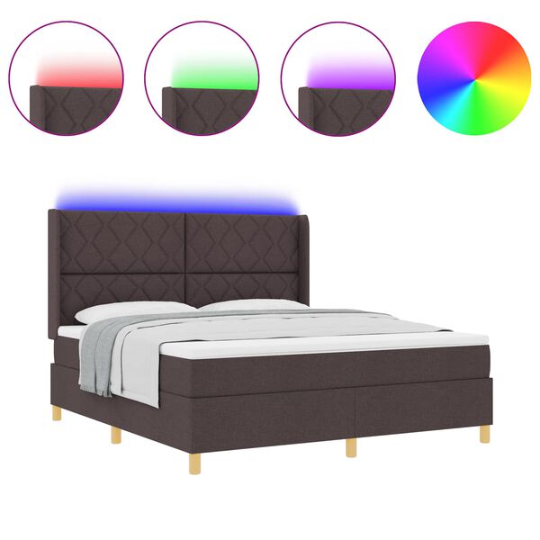 vidaXL Cama Box com colch&atilde;o com cabeceira Castanho 180 x 200 cm tecido