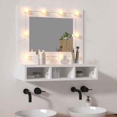 vidaXL Armário espelhado com luzes LED 60x31,5x62 cm branco