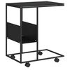 vidaXL Mesa de apoio c/ rodas 55x36x63,5 cm derivados de madeira preto