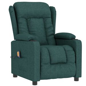 vidaXL Poltrona de massagens tecido verde-escuro
