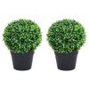 vidaXL Plantas bolas de buxo artificiais c/ vasos 2 pcs 32 cm verde