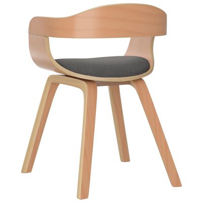 vidaXL Cadeira de jantar 6 pcs madeira curvada e tecido cinzento-claro