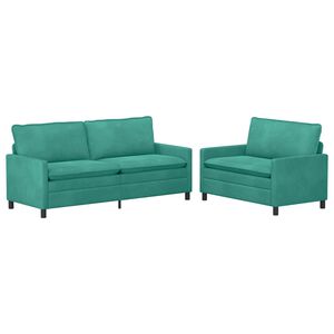 vidaXL Conjunto de Sof&aacute;s 2 unid. Turquesa Veludo