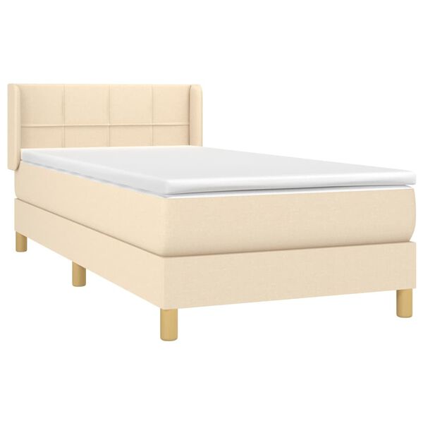 vidaXL Cama com molas/colch&atilde;o 90x190 cm tecido cor creme