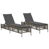 vidaXL Espregui&ccedil;adeiras com almofad&otilde;es 2 pcs vime PE cinzento