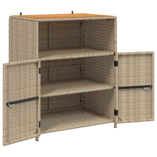 vidaXL Arm&aacute;rio com porta Bege 70 x 50 x 87 cm Poli&eacute;ster e Rattan Roly