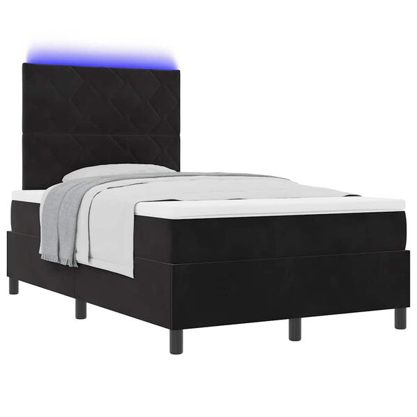 vidaXL Cama Box Spring LED com colch&atilde;o Preto 120 x 190 cm tecido
