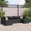 vidaXL 6 pcs conjunto lounge de jardim c/ almofadões vime PE preto